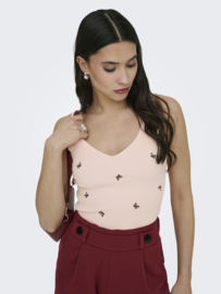 JDYNANNA S/L EMBROIDERY TOP KNT roze/bordeaux vlinders