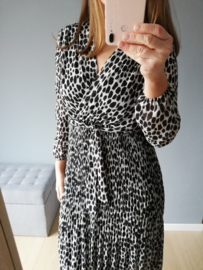 plisséjurk zwart luipaard