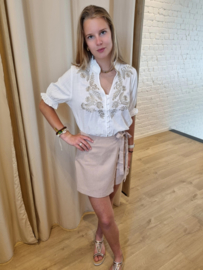 linnen short/rokje donkerbeige