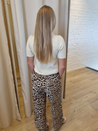 losse broek in viscose met camel luipaardprint