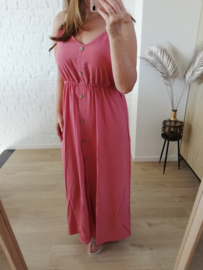 maxi-jurk met lijstjes koraal (ruime maatjes)