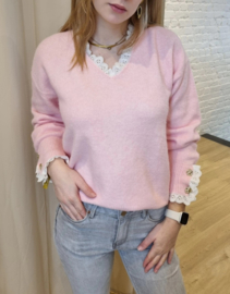 truitje frulletje en V-hals pastel roze