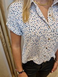 hemdje met korte mouwtjes en bruin/blauwe print