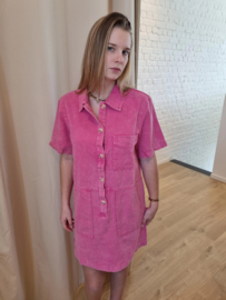 stevige katoenen jurk met zakje fuchsia KILKY