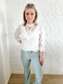 blouse met kanten afwerking wit