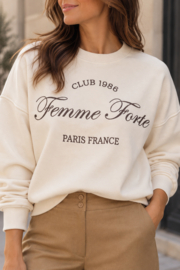 JDYMESA L/S O-NK EMB SWEAT JRS NOOS - ecru sweater femme forte