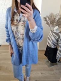 jeansblauwe langere cardigan