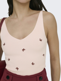 JDYNANNA S/L EMBROIDERY TOP KNT roze/bordeaux vlinders
