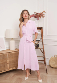 maxi-jurk met lossere mouwtjes lichtroze