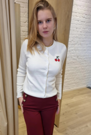 cardigan met kersje ecru