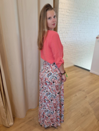 blouse met V-hals en 3/4 mouw JDY koraal