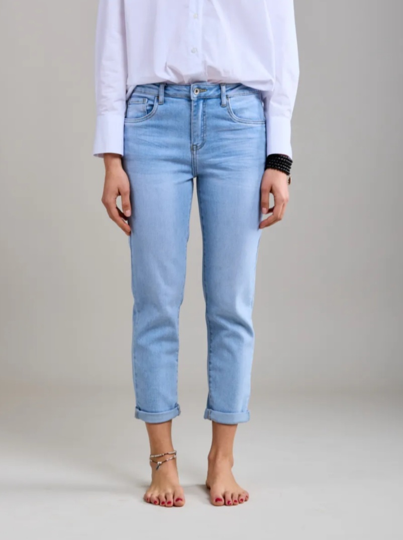 Toxik middelhoge taille mom fit licht bright blue L20029-24