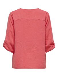 blouse met V-hals en 3/4 mouw JDY koraal