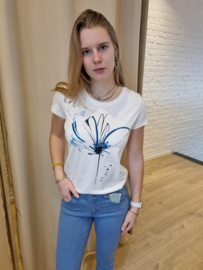 T-shirt met bloem blauw