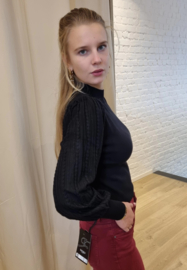 aansluitend truitje met licht glanseffect in de mouwen zwart