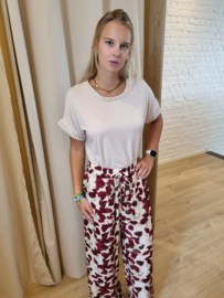 T-shirt met ronde hals en gouden afwerking beige