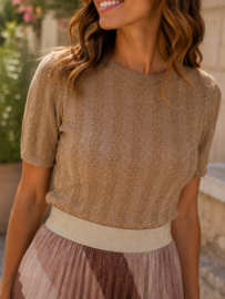 JDYBEAUTY 2/4 O-NECK PULLOVER KNT lurex camel