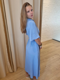 maxi-jurk met lossere mouwtjes hemelsblauw