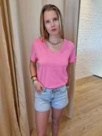 basic T-shirt pastelkleurtjes wit- roze - lichtblauw - lichtgeel