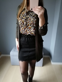 hemd met luipaardprint kaki/oranje