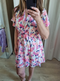 overslagjurk met roze print