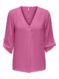 blouse met V-hals en 3/4 mouw JDY framboos