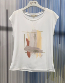 T-shirt verfstrepen beige