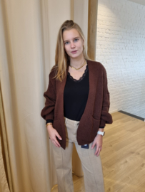 ruime cardigan in gebreid motief chocolat