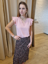 speelse rok met kleine fuchsia print