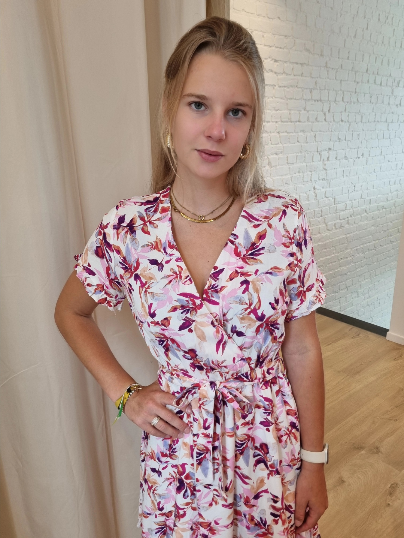 jurk met fleurige print in viscose
