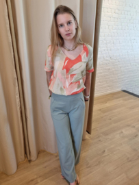blouse met zalm en licht kaki print JDYCAMILLE