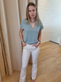 Hoge taille bootcut super stretch crème