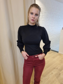 aansluitend truitje met licht glanseffect in de mouwen zwart