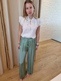 losse broek met bindlintje kaki