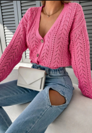 katoenen cardigan licht fuchsia