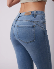 Toxik hoge taille bleached denim studs H2594-1