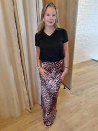 effen rok met luipaardprint