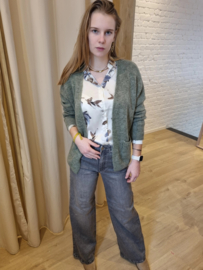 hemd satijn met bloemenprint beige