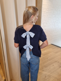 blauwe trui met strik wit/blauw