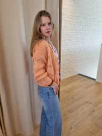 ajour cardigan lichtoranje