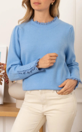 trui met frulletje azuurblauw