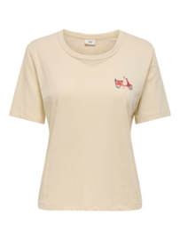 JDYMAY S/S PRINT TOP JRS beige