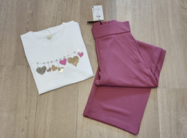 T-shirt hartjes roze/groen (maat L/XL)