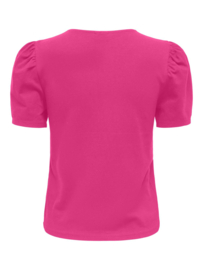 T-shirt met gepofte mouwtjes fuchsia JDY