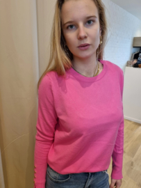 trui met zilveren knoopjes fuchsia