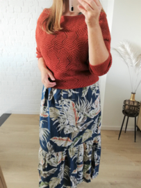 overslagjurk met gouden afwerking oceaanblauw