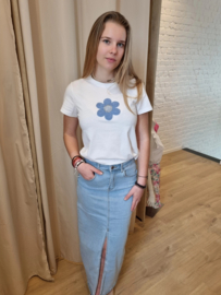 T-shirt bloem blauw