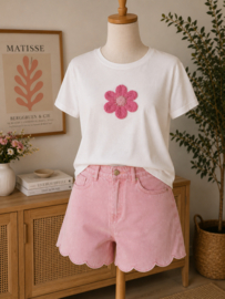 T-shirt bloem roze