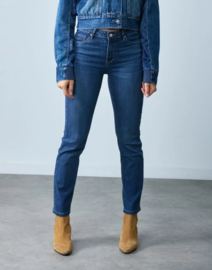 Toxik mediumhoge taille straight push up dark denim jeans H2726-2