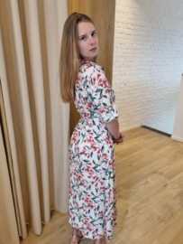 maxi-jurk viscose bloemen wit